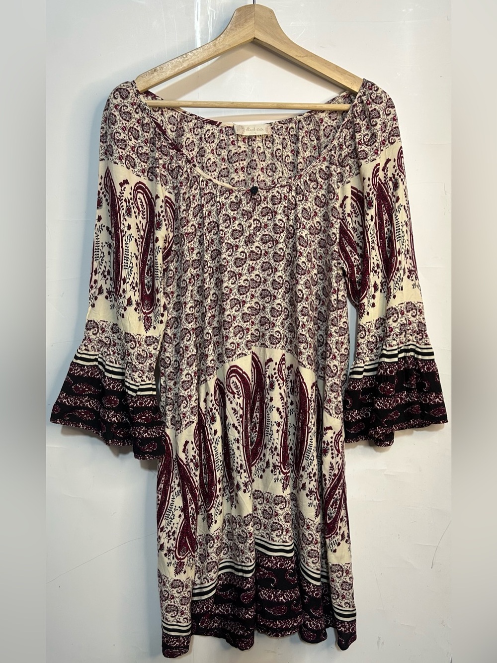 Altar'd State Bell Sleeve Paisley Dress Small